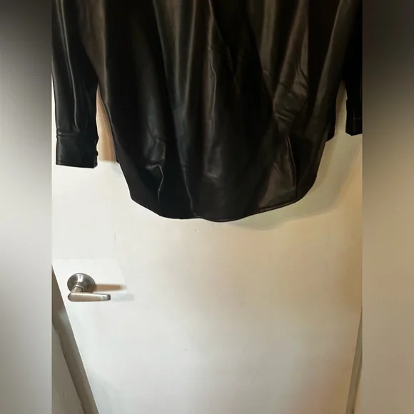 French Connection Faux Leather Long Sleeve Top - Picture 14 of 16